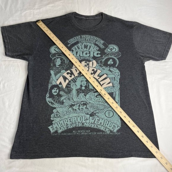 LED Zepplin T-Shirt Top Women's Gray/Blue Size XL Crew Neck Short Sleeve Cotton - Picture 7 of 8